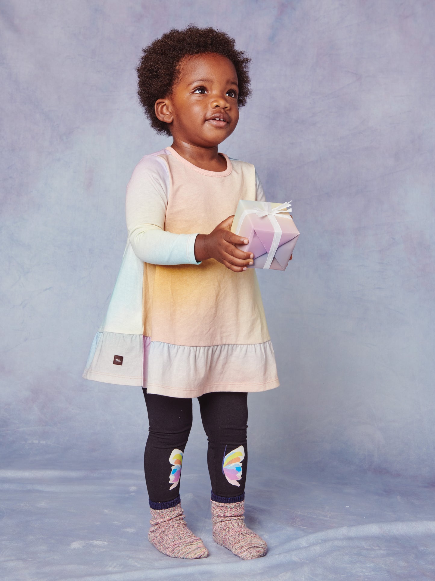 Ruffle Hem Swing Baby Dress in Rainbow Gradient