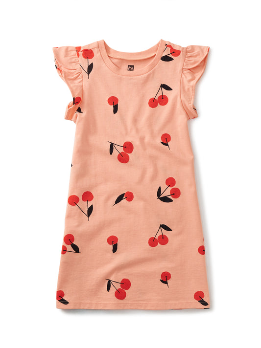 Cherry Toss in Pink Tulip Sleeve Mini Dress