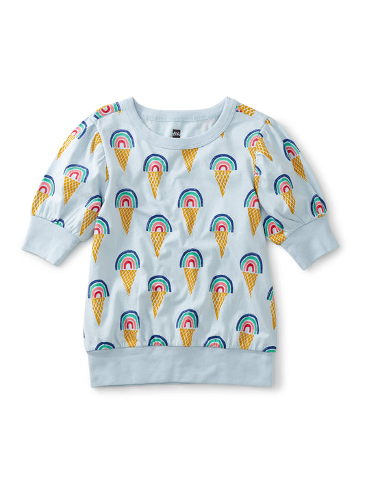 Rainbow Cones in Blue Elbow-Sleeve Tunic Top