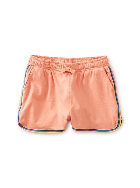 Peach Rainbow Stripe Track Shorts