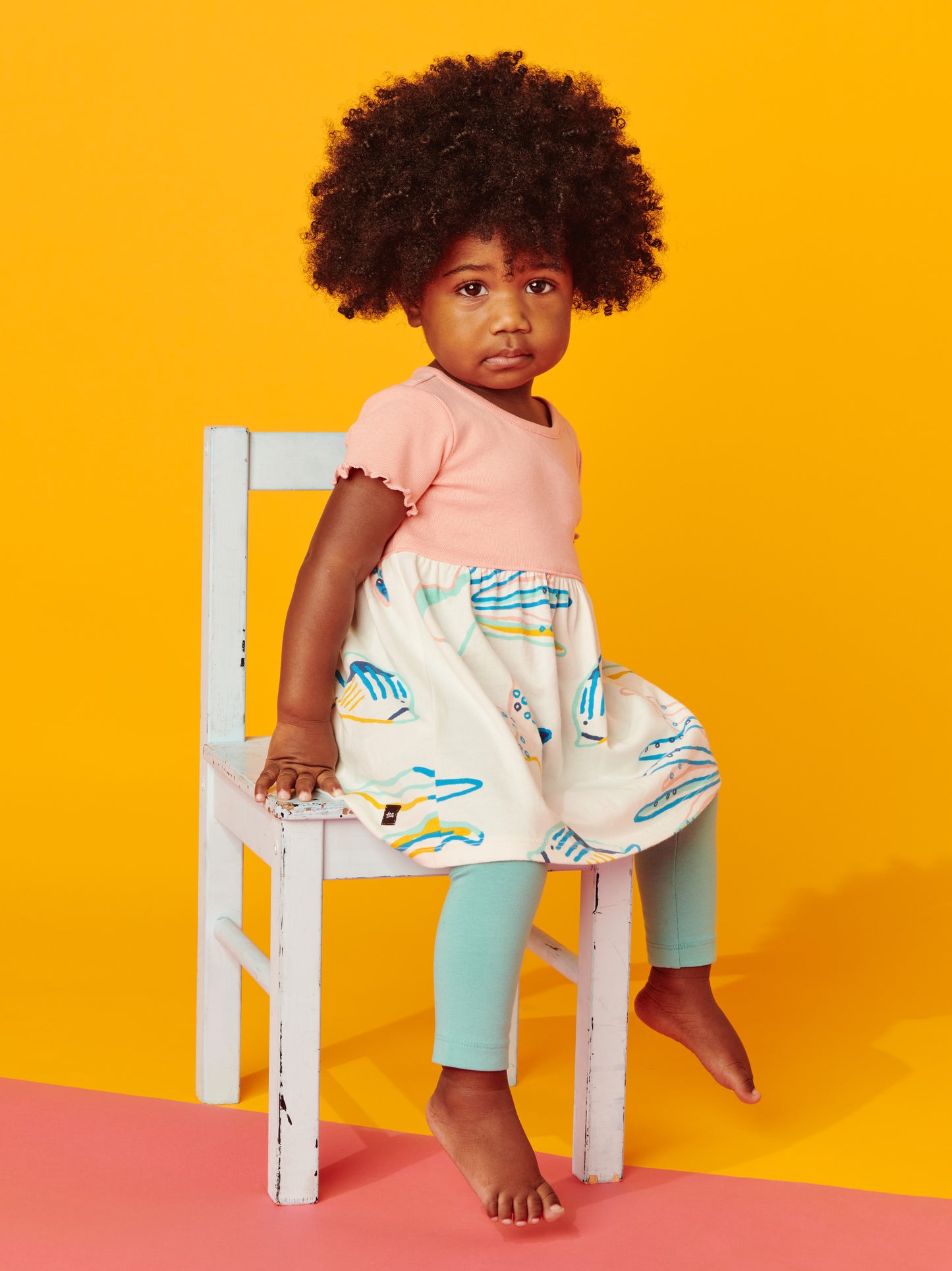 Caribbean Reef in Chalk Empire Baby Dress
