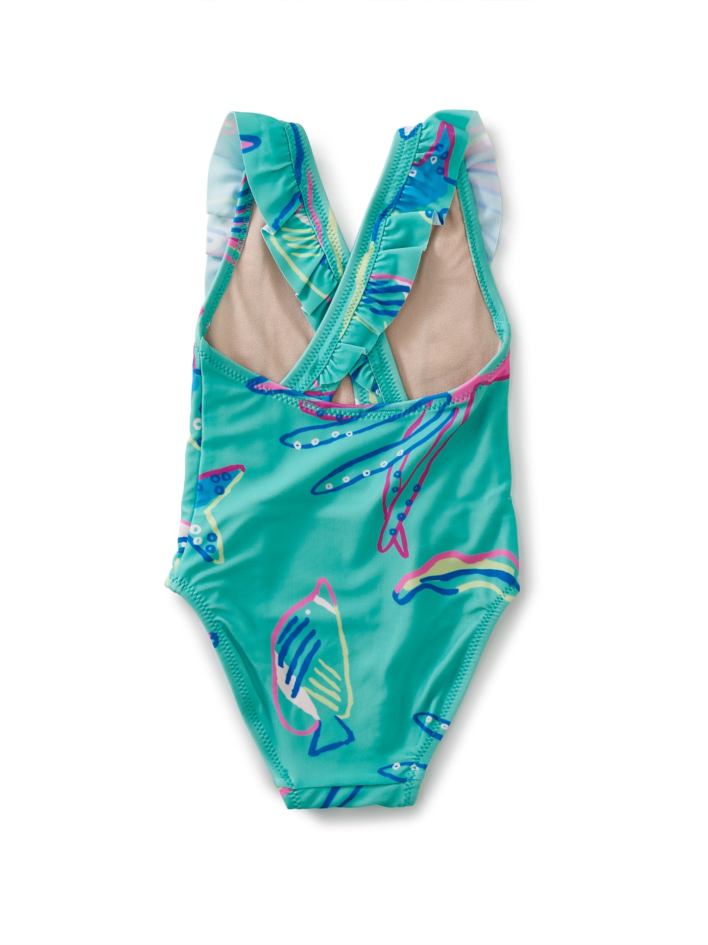 Caribbean Reef in Teal Ruffle Baby Swimsuit