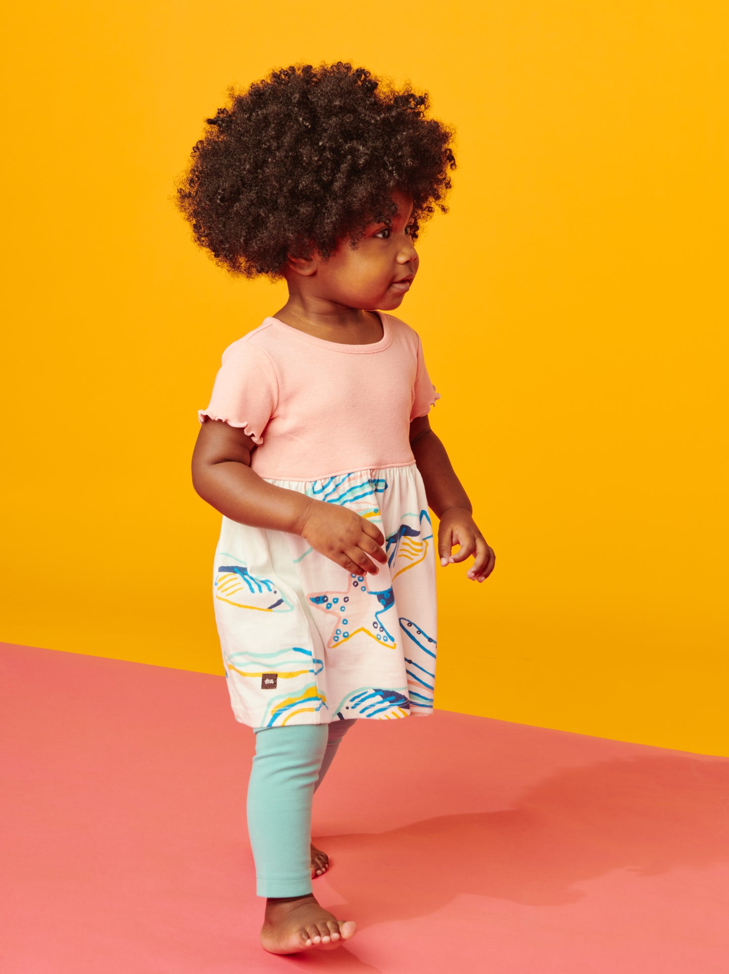 Caribbean Reef in Chalk Empire Baby Dress