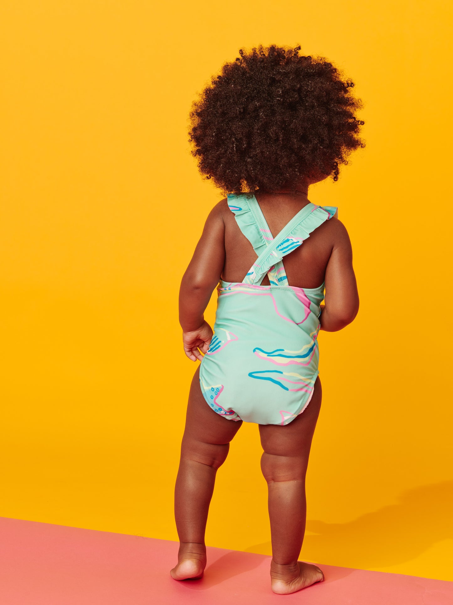 Caribbean Reef in Teal Ruffle Baby Swimsuit