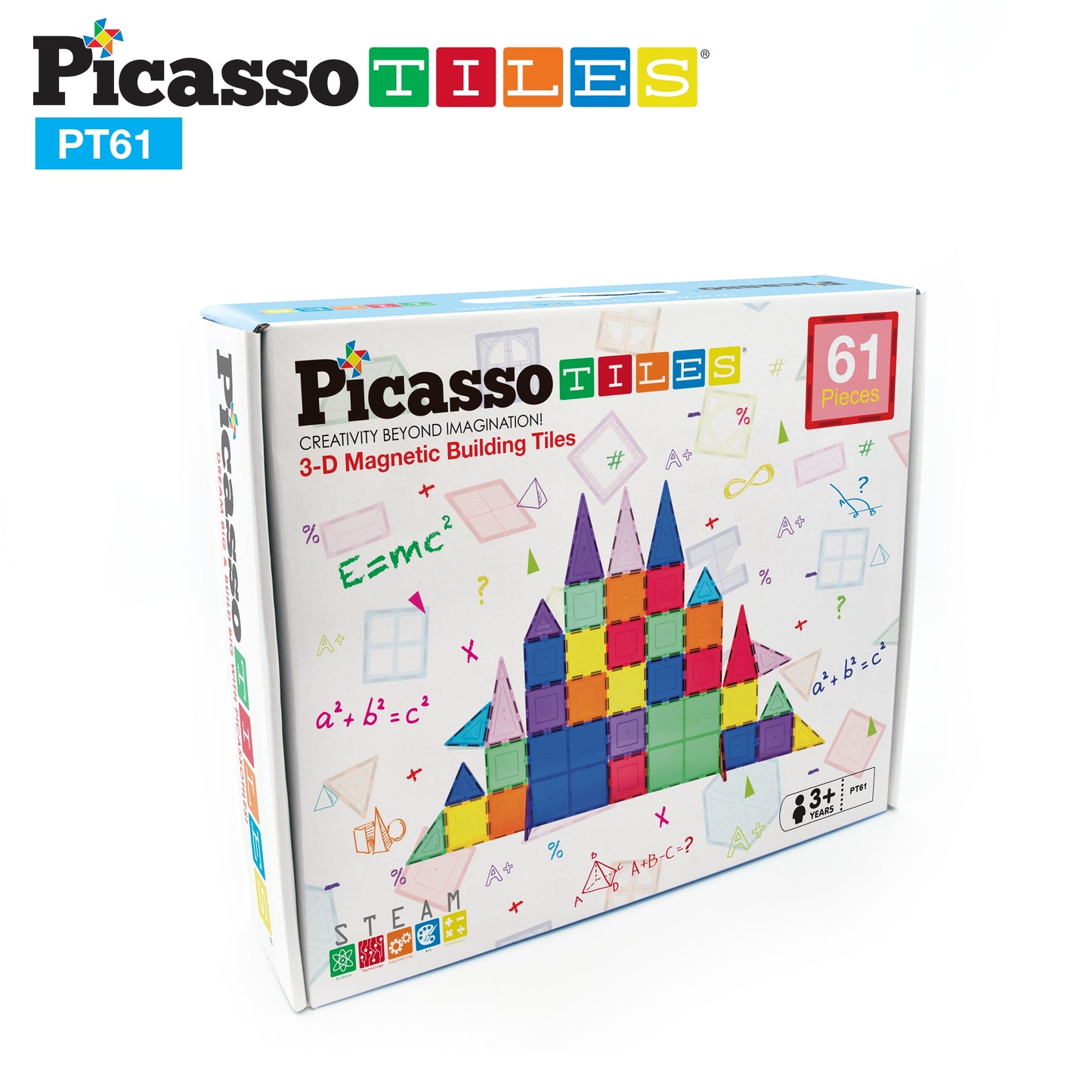 PicassoTiles 61 Piece Magnetic Tileset