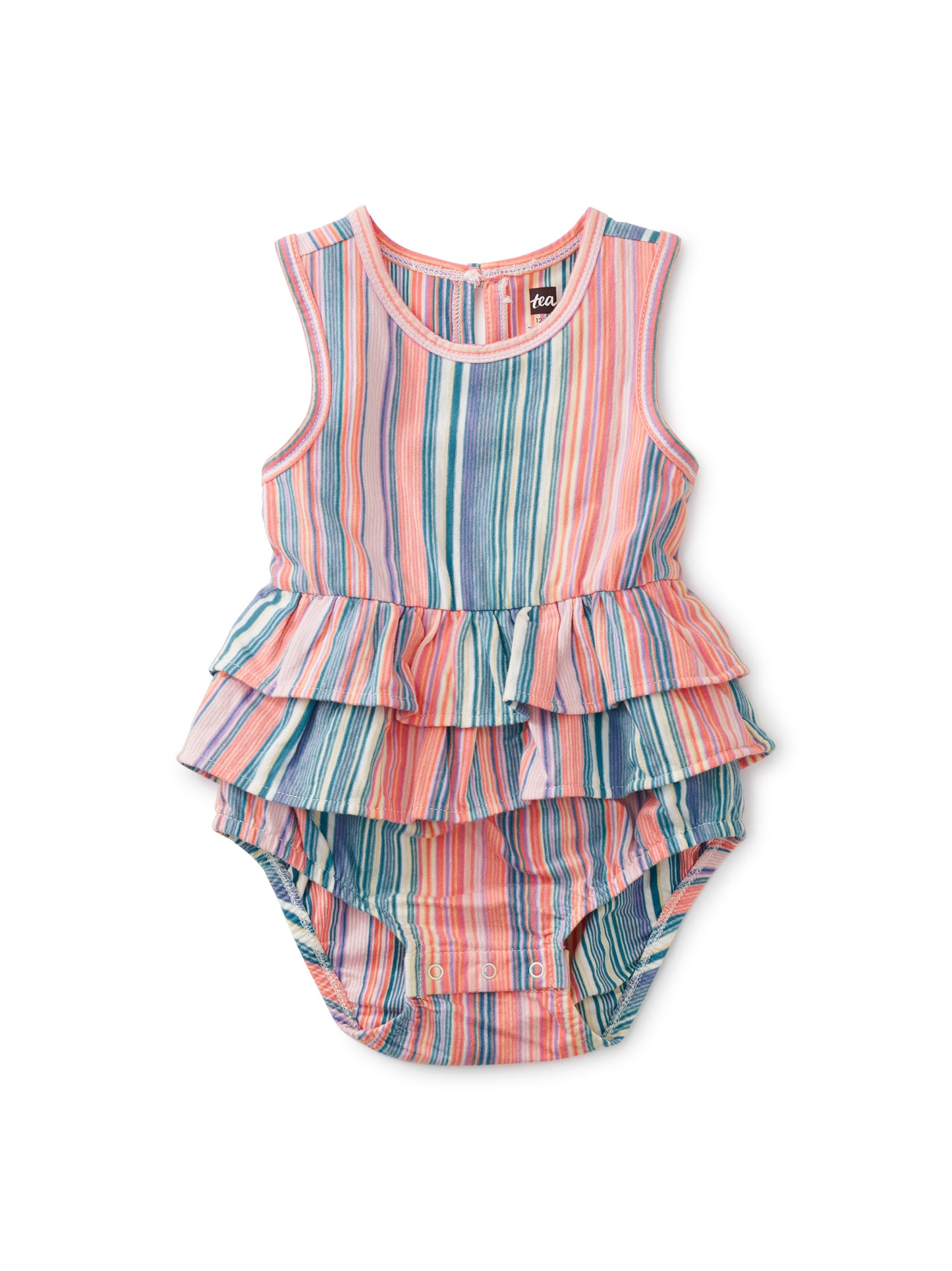 Sunset Pink Tiered Ruffle Baby Romper