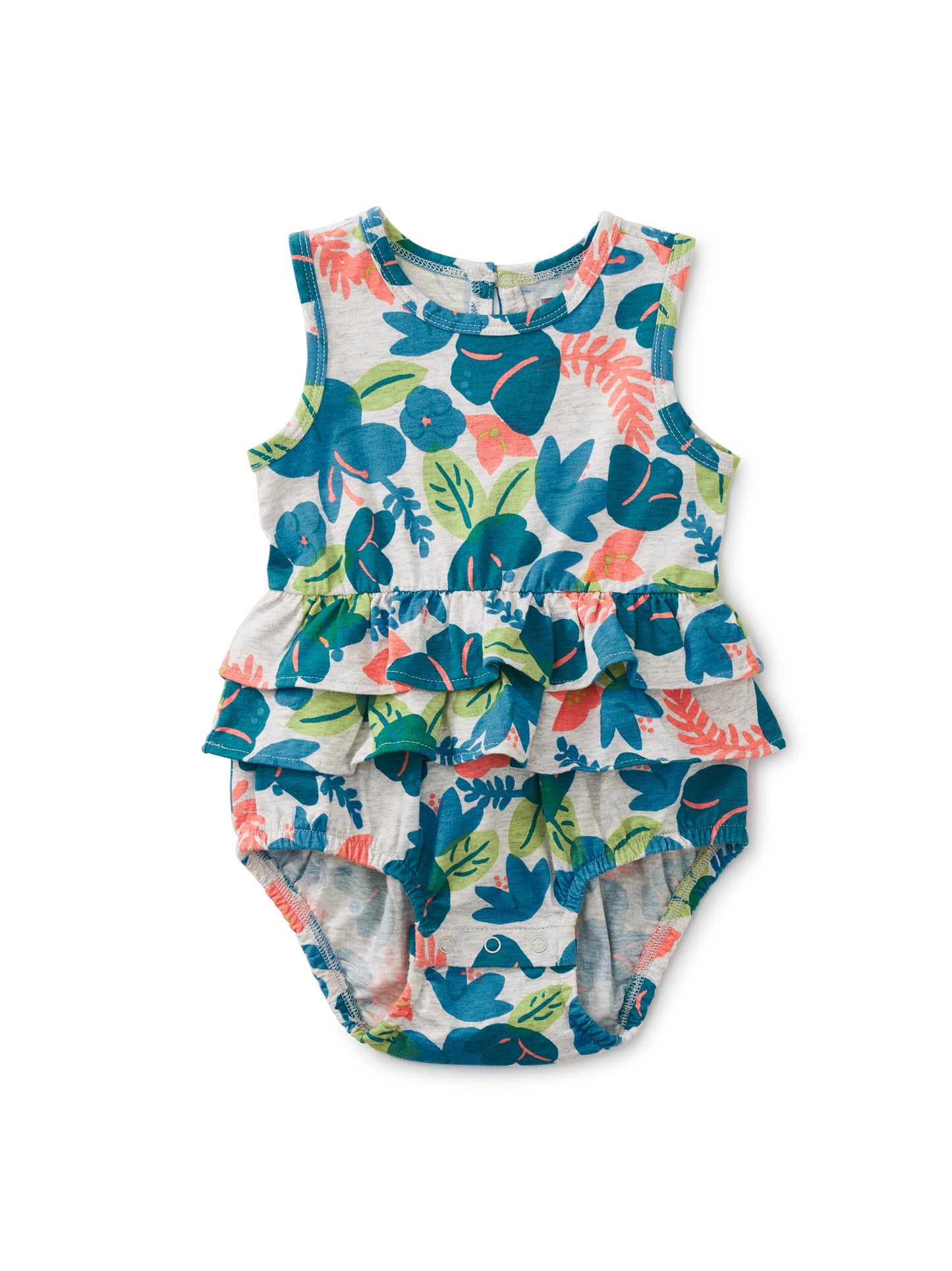 Tropical Hibiscus Tiered Ruffle Baby Romper