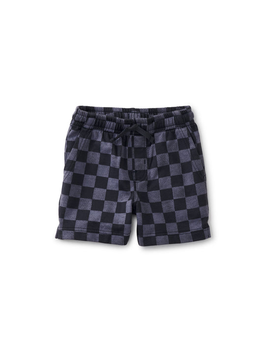 Checkerboard in Blue Knit Shortie