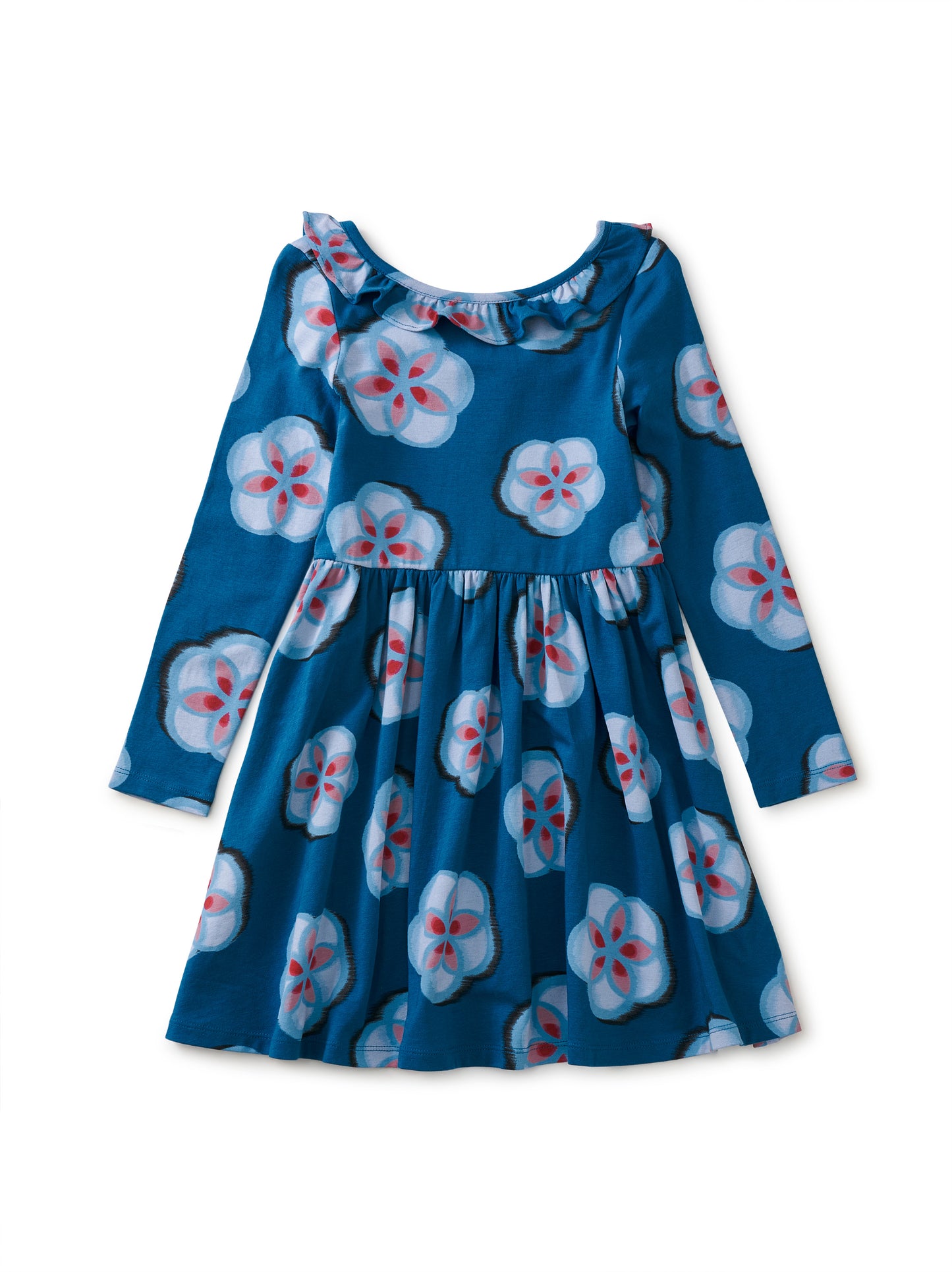 Ikat Floral Ruffle Collar Ballet Dress
