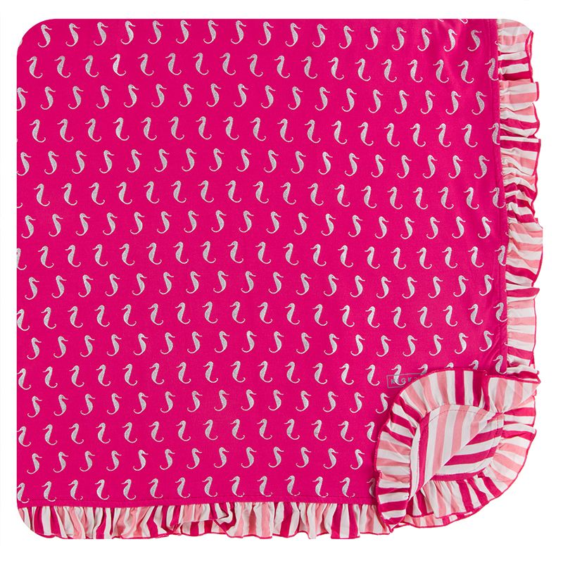 Print Ruffle Toddler Blanket - Prickly Pear Mini Seahorses