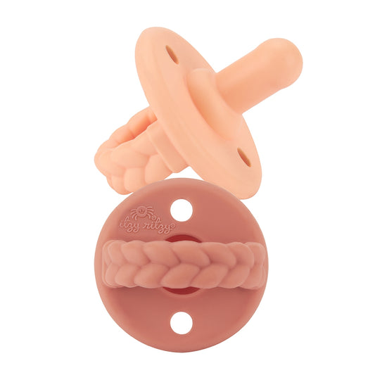 Sweetie Soother Pacifier 2-pack - Apricot + Terracotta Braids