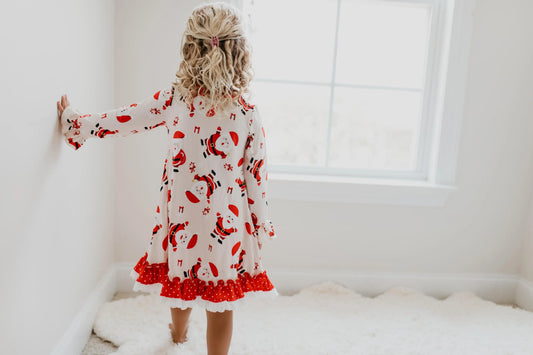 Girls Red Santa Ruffle Night Gown