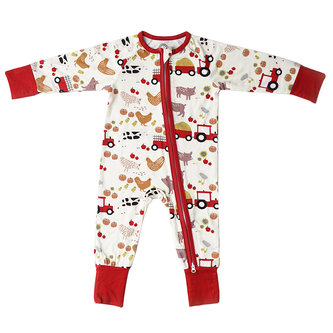 Farm Friends Bamboo Convertible Footie Pajama