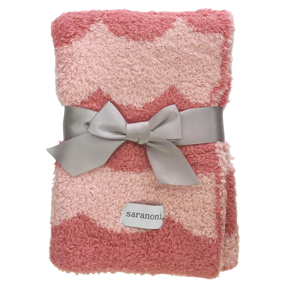 Saranoni Double-Layer Bamboni Receiving Blanket - Pink Scallop