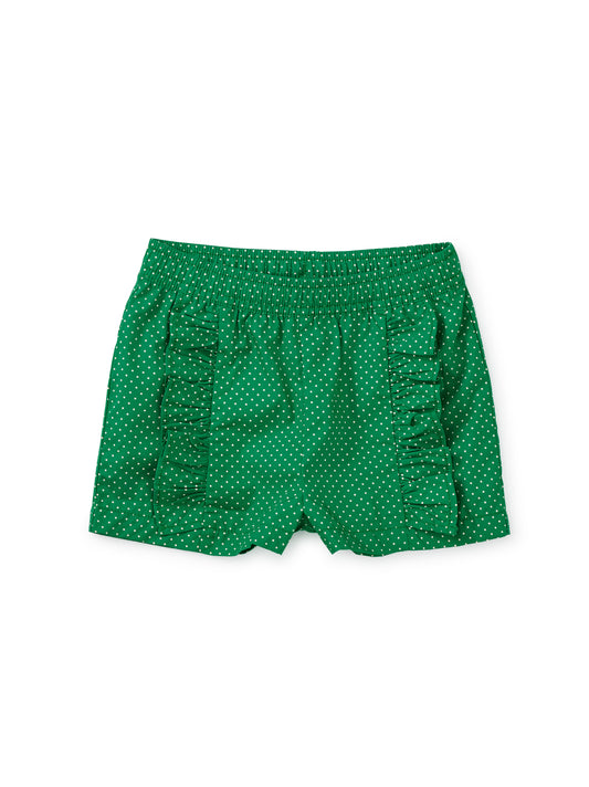 Polka Dots in Green Rumba Ruffle Shorts