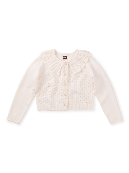 Chalk Collared Pointelle Cardigan