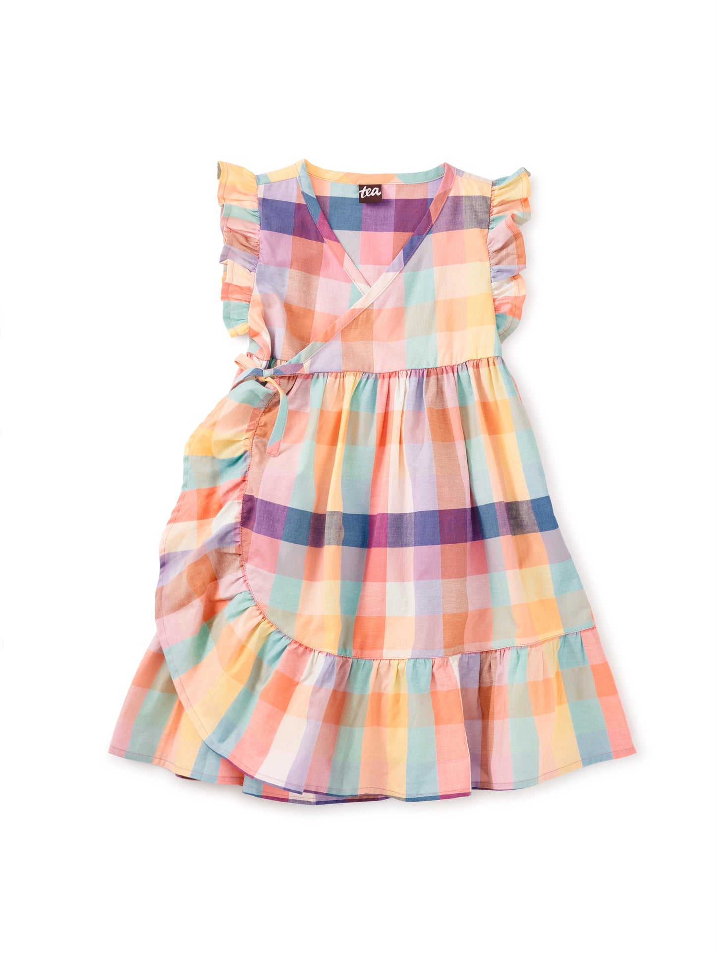 Feliz Familia Plaid Woven Wrap Dress