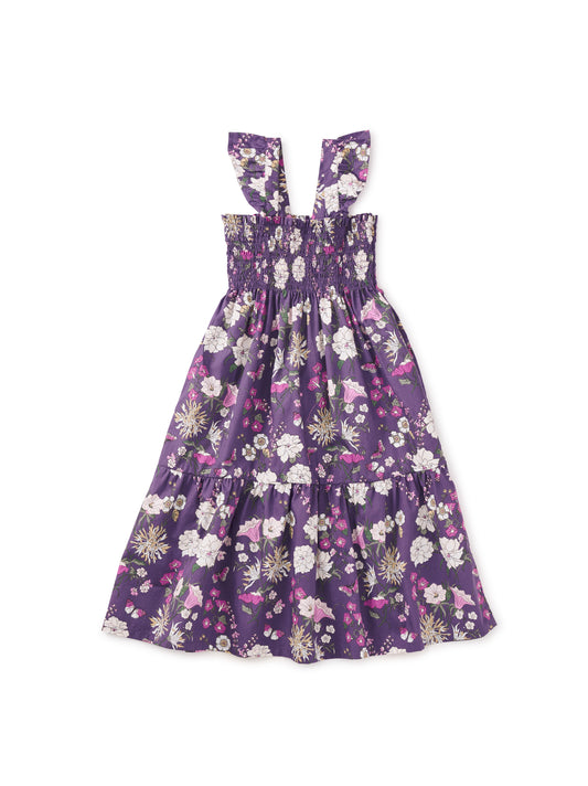 Portuguese Floral Smocked Flutter Sleeve Dress