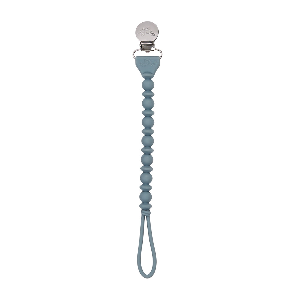 Sweetie Strap Pacifier Clip - Storm Gray Beaded