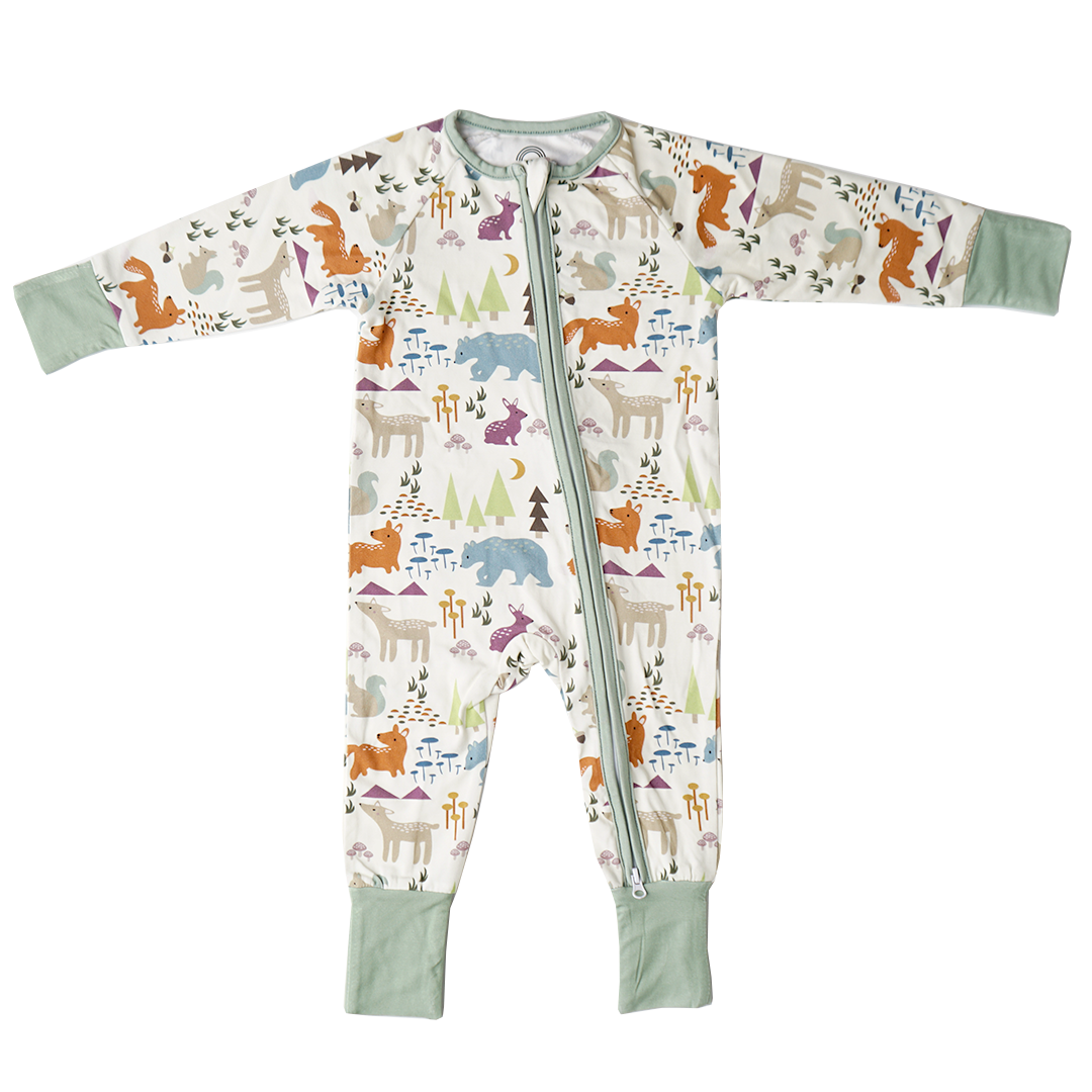Forest Friends Bamboo Convertible Footie Pajama