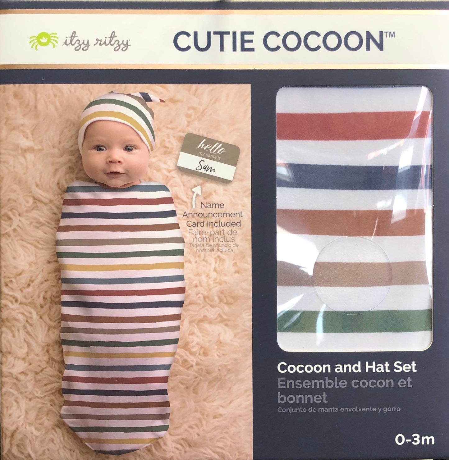 Itzy Ritzy Cutie Cocoon and Hat Set - Dusty Rainbow