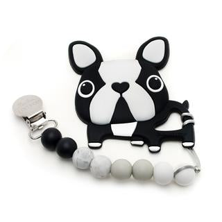 Loulou Lollipop Boston Terrier Silicone Teether/Clip Set