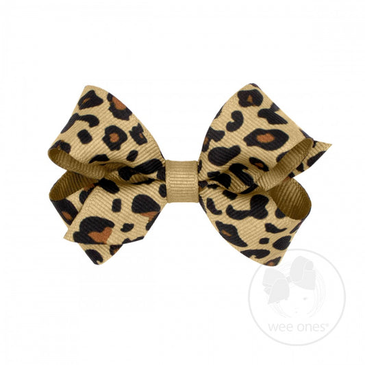 Mini Leopard Print Grosgrain Bow