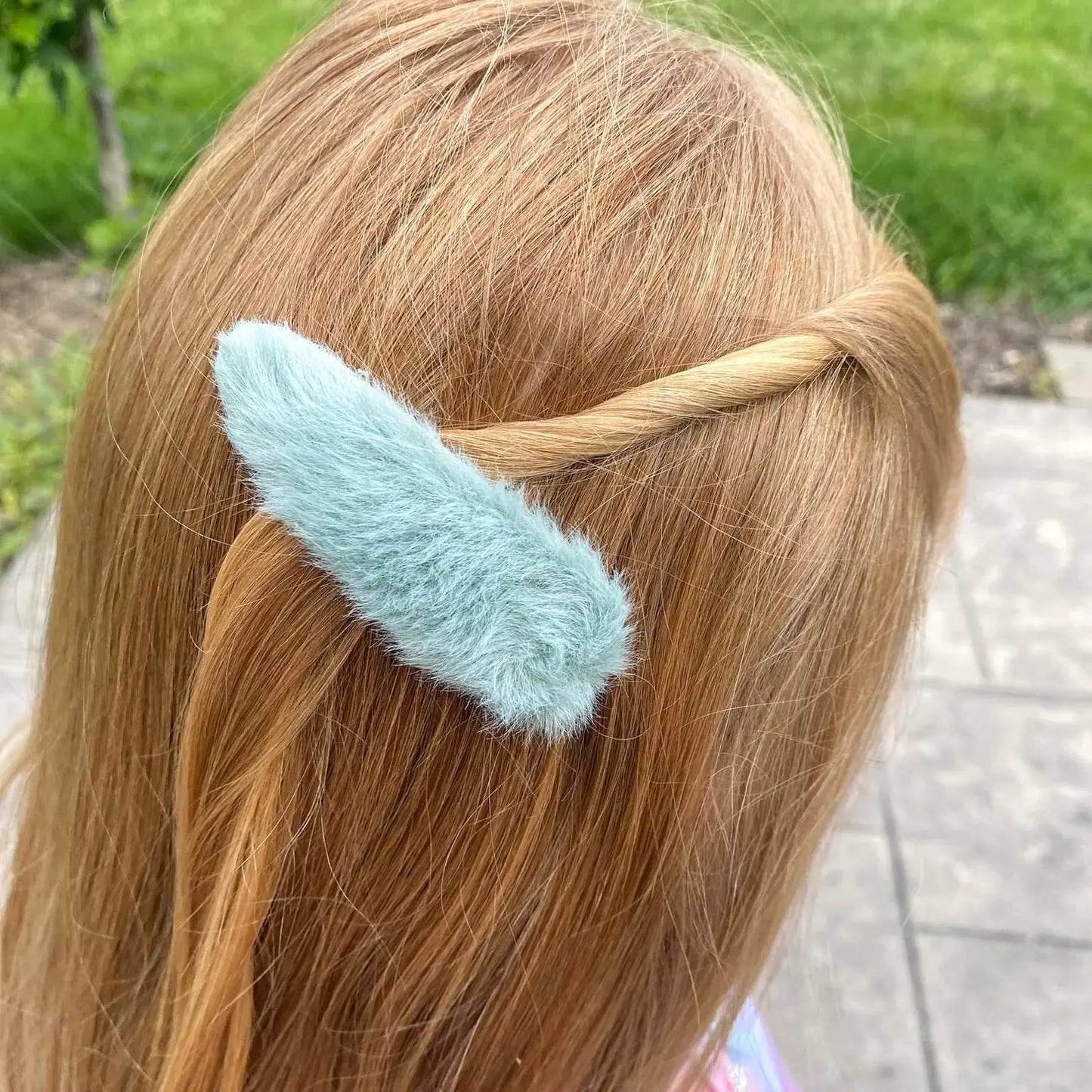 3" Faux Fur Snap Clip - Sage