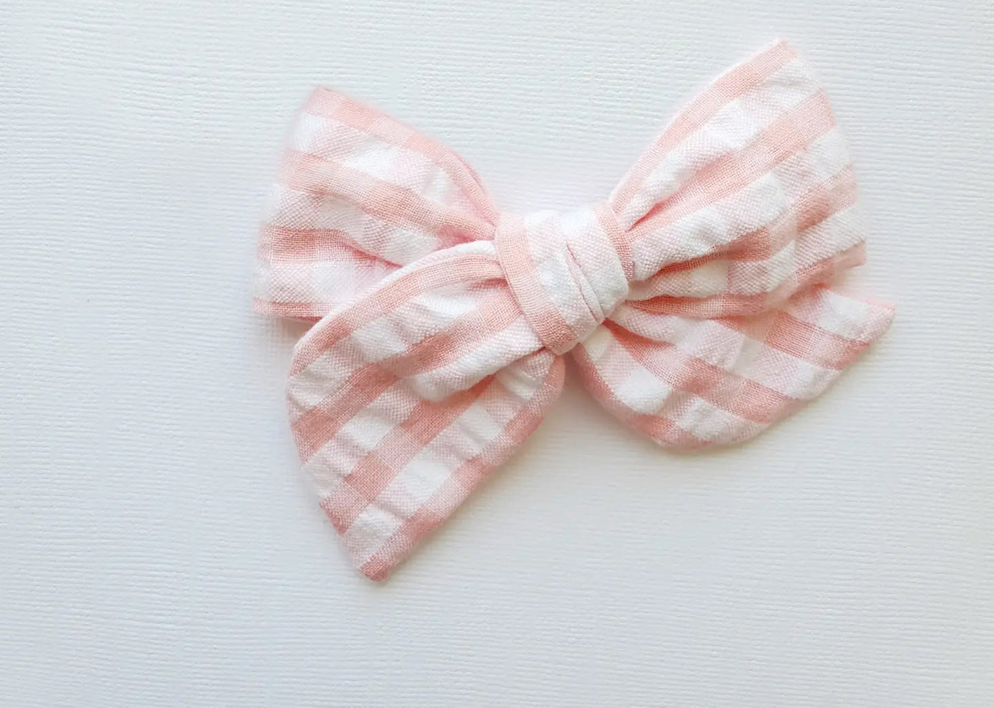 Peachy Gingham Large Pinwheel Bow