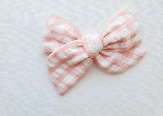 Peachy Gingham Large Pinwheel Bow
