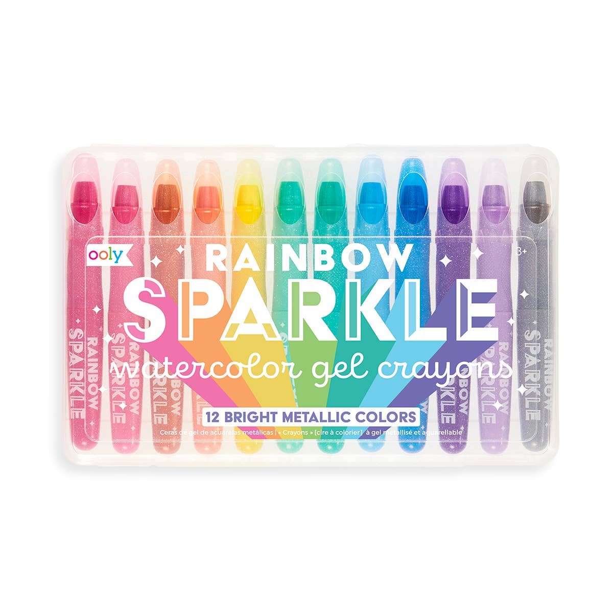 Rainbow Sparkle Metallic Gel Crayons - Set of 12