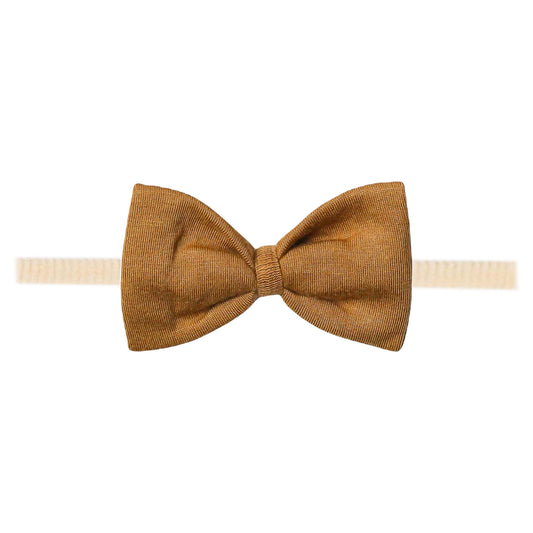 Copper Pearl Nylon Bowtie Headband - Camel