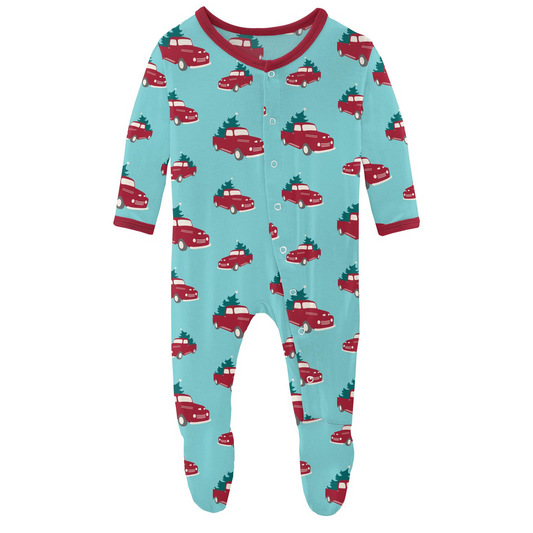 Iceberg Trucks and Trees Print Footie with Snaps