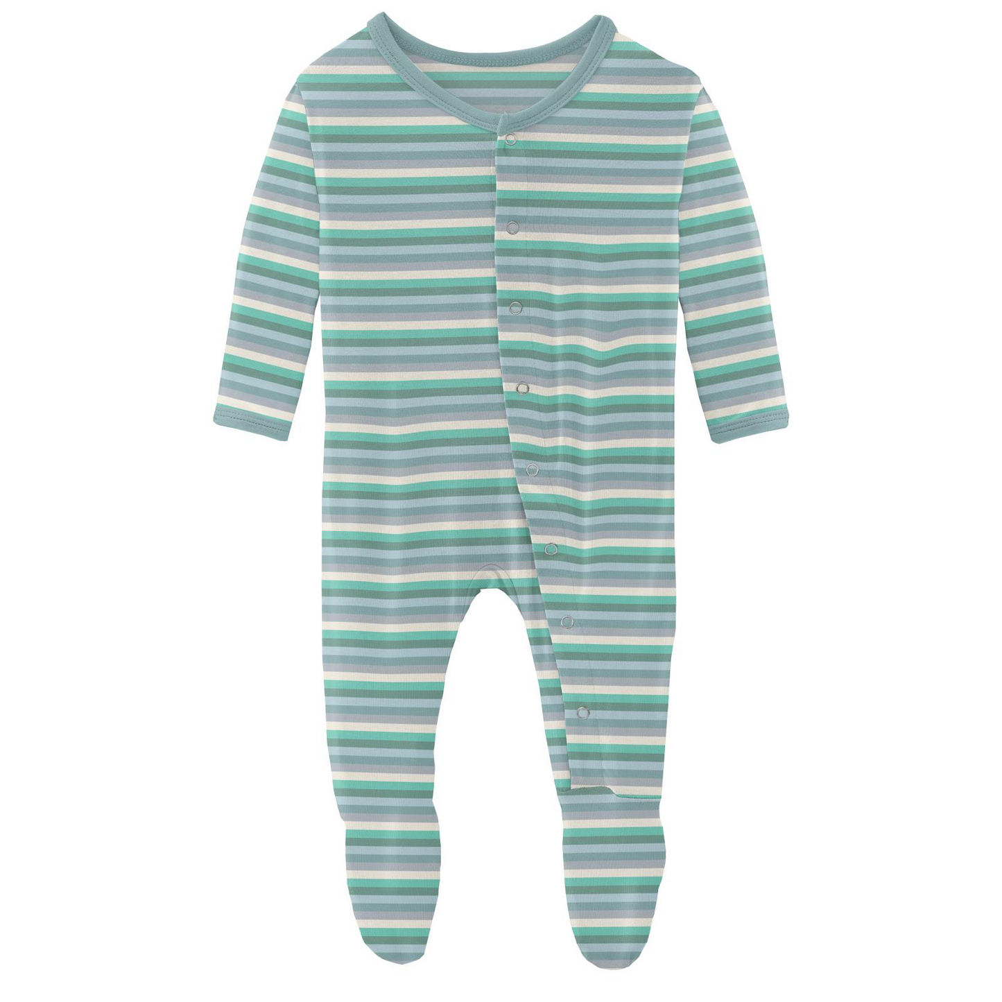 Print Footie with Snaps in April Showers Stripe