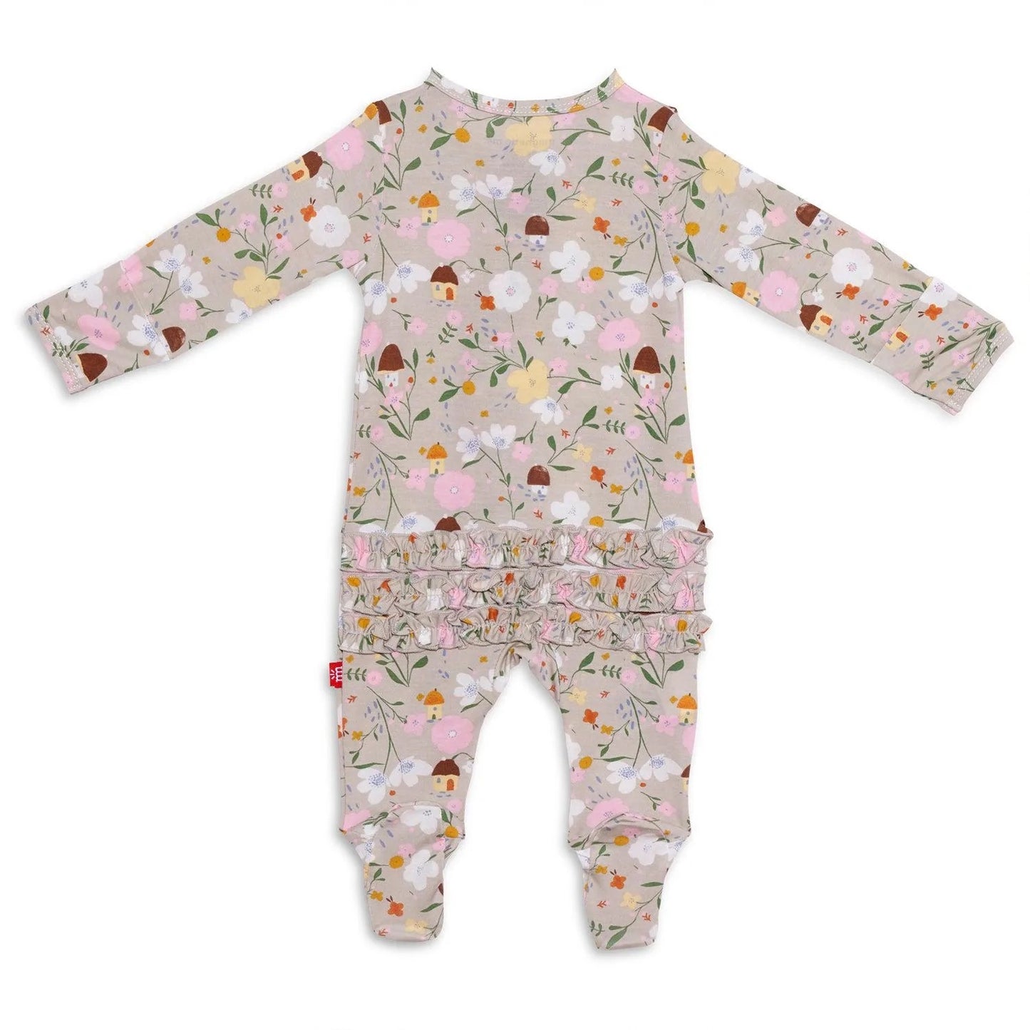 Portabella Posies Modal Magnetic Ruffle Footie