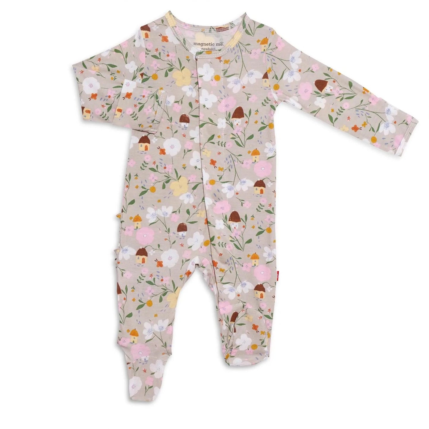 Portabella Posies Modal Magnetic Ruffle Footie