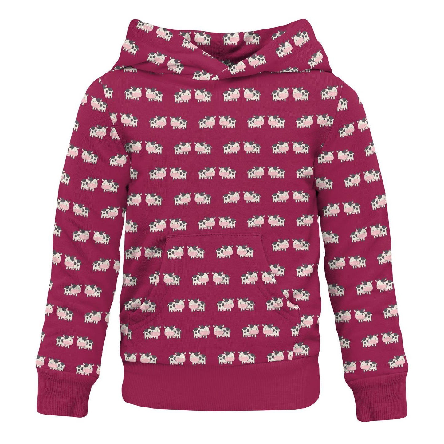 Berry Cow Fleece Kangaroo Pocket Pullover