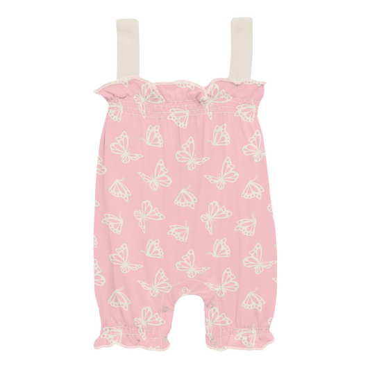 Lotus Butterfly Print Gathered Romper