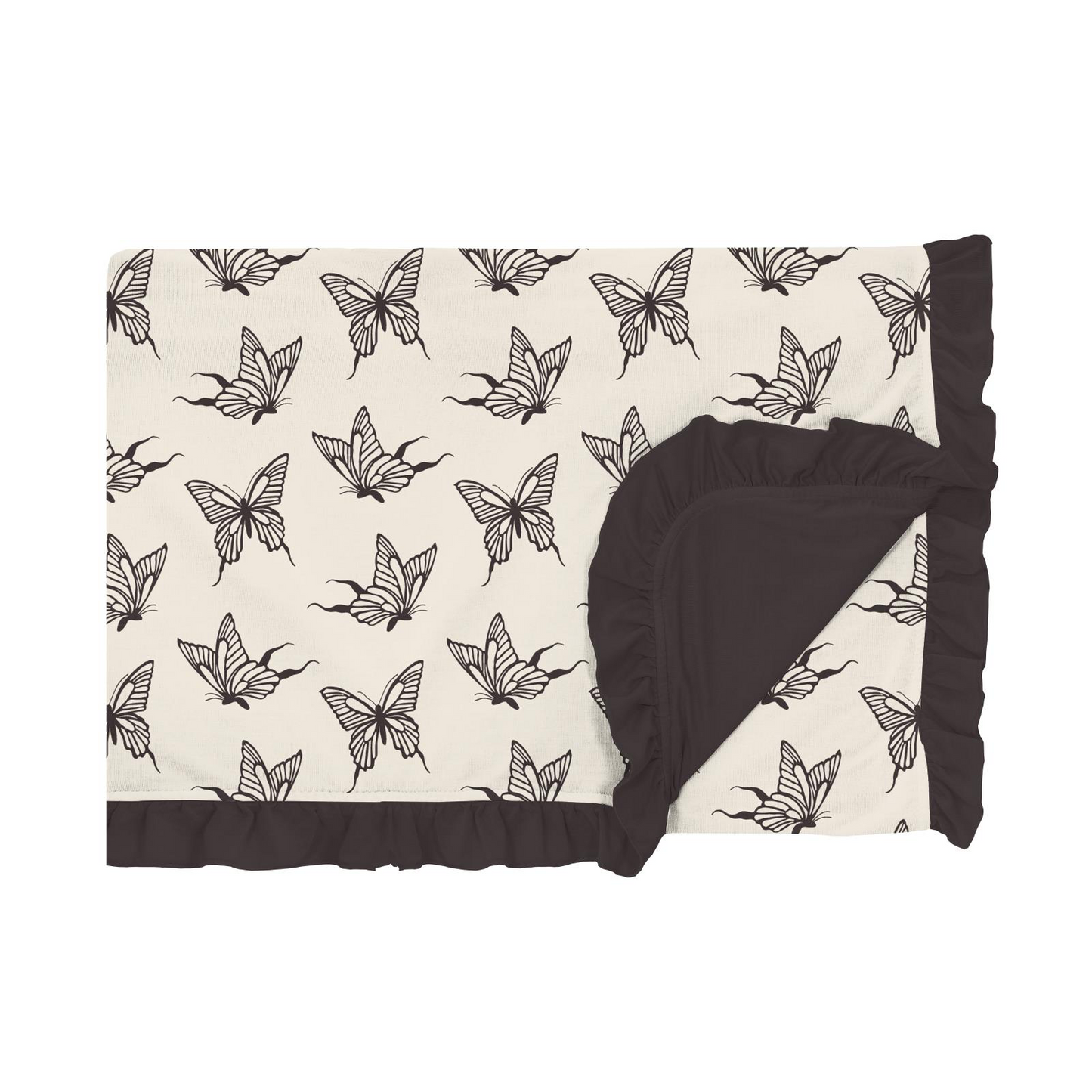 Print Ruffle Toddler Blanket in Natural Swallowtail