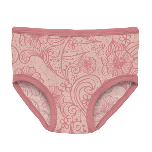 Peach Blossom Lace Print Girl's Underwear