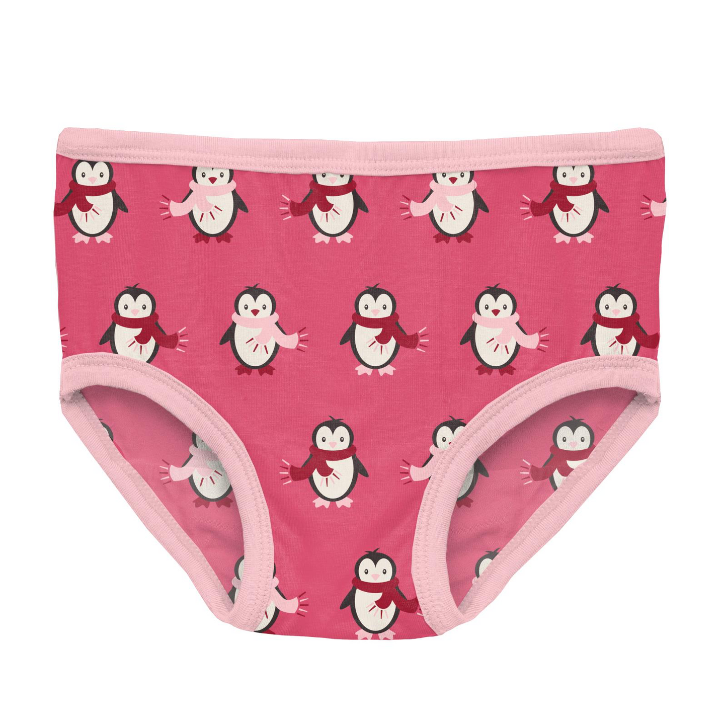 Winter Rose Penguins Print Girl's Underwear