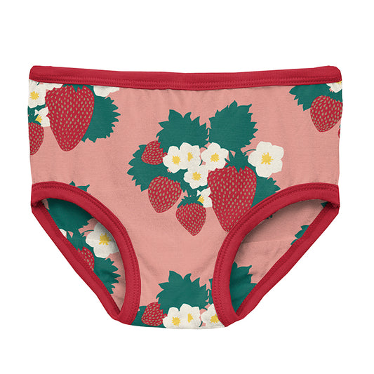 Print Girl's Underwear in Blush Strawberry Farm