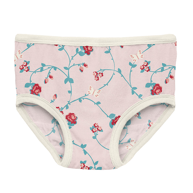 Print Girl's Underwear in Macaroon Floral Vines