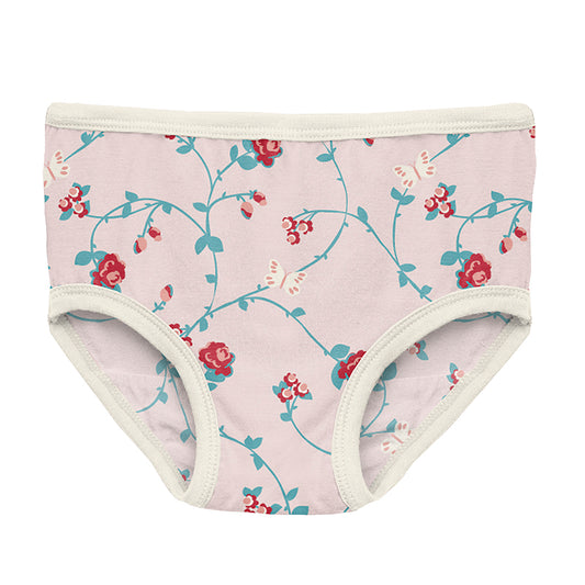 Print Girl's Underwear in Macaroon Floral Vines