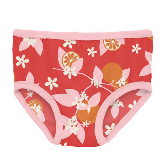 Poppy Orange Blossom Print Girl's Underwear