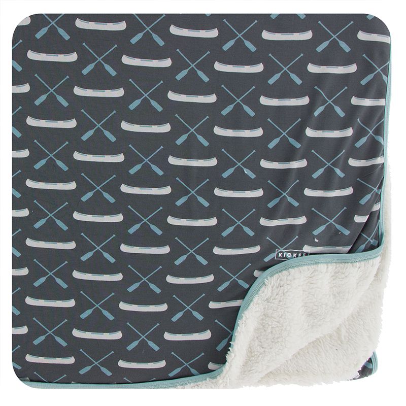 Print Sherpa-Lined Toddler Blanket - Stone Paddles and Canoe