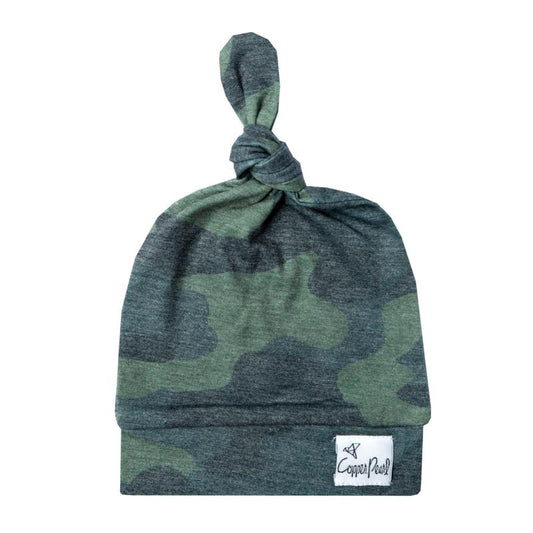 Copper Pearl Top Knot Hat 0-4mo - Hunter