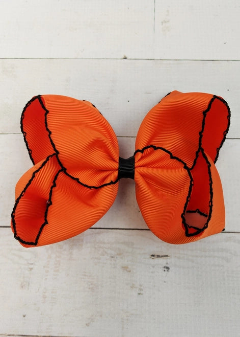 Orange with Black Moonstitch Bow