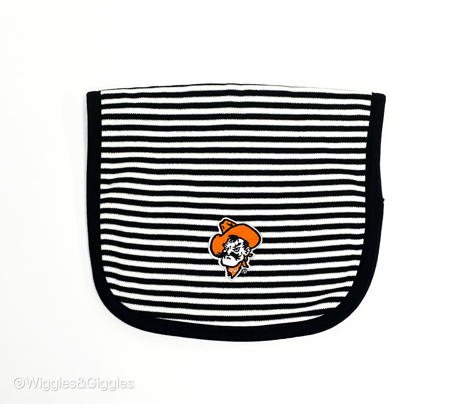 Striped Burp Cloth - Black - Pistol Pete