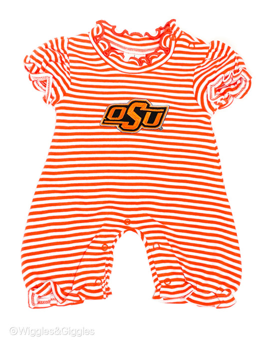 Stripe Bubble Romper - Orange/White - OSU